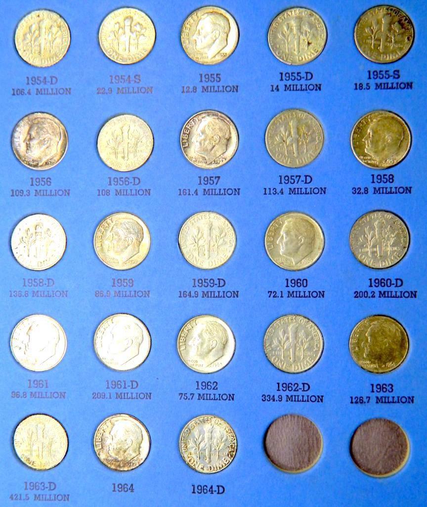 Roosevelt Dime Collection Folder, Starting 1946