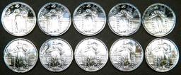 Ten (10) 1 Troy oz .999 Silver Walking Liberty Silver Round Coin