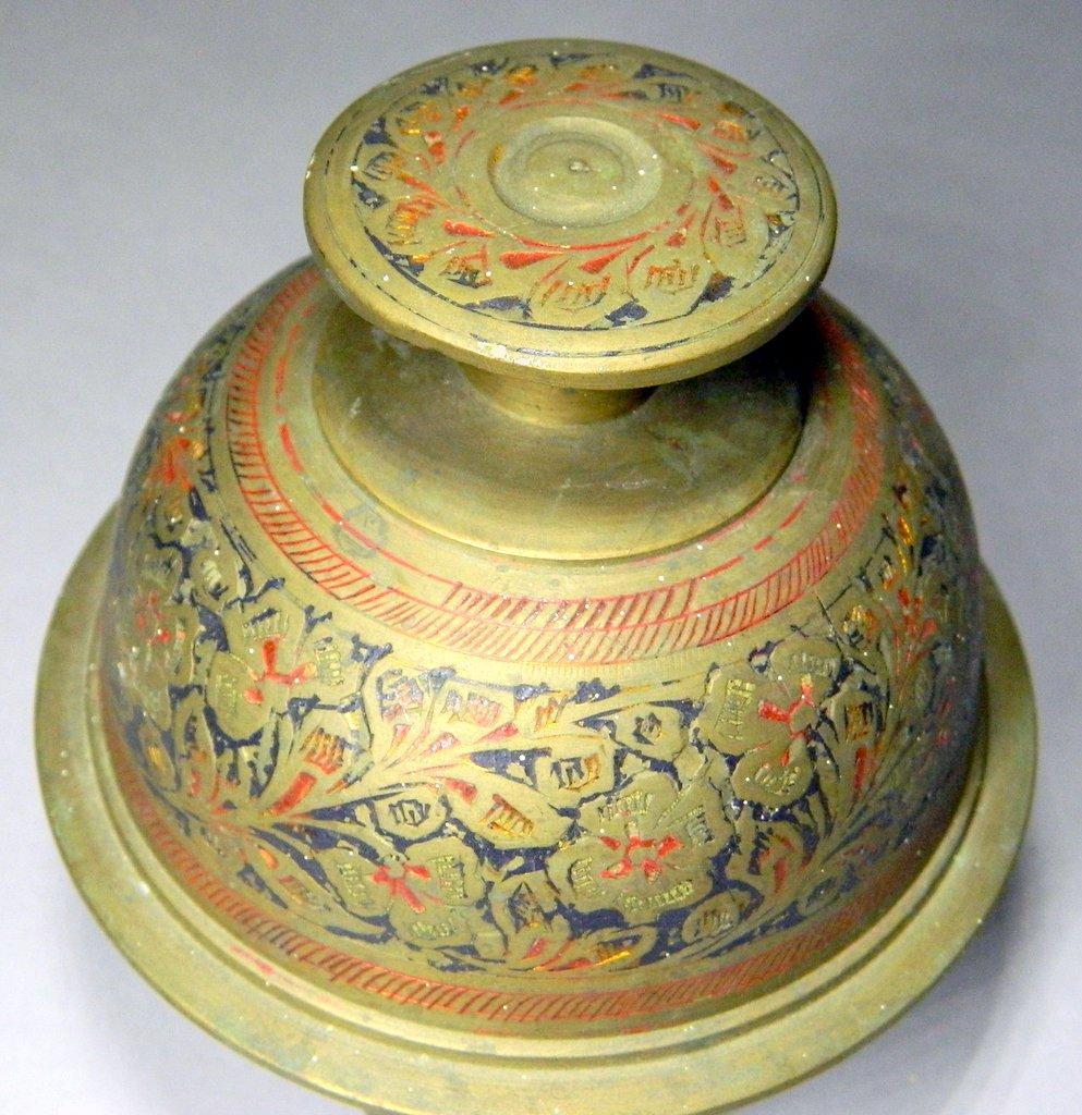 Brass and Enamel Elephant Claw Temple Bell