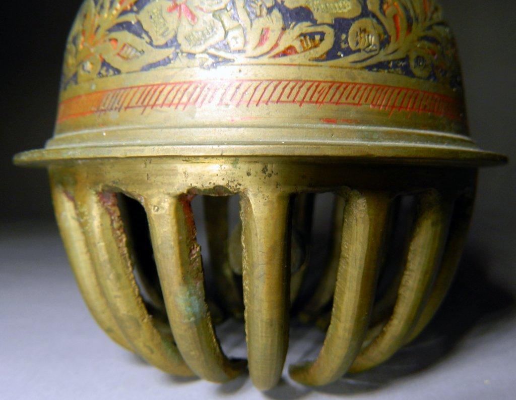 Brass and Enamel Elephant Claw Temple Bell