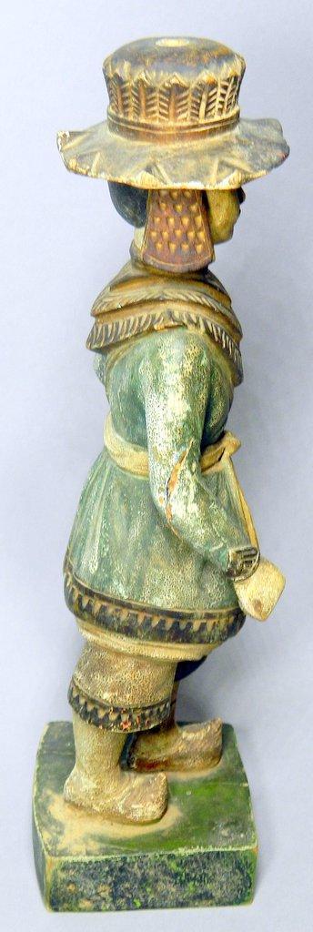 Antique Portuguese Wooden Carved Young Man with Hat Figure