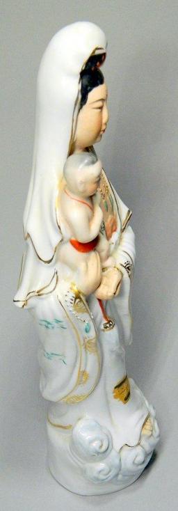 Quan Yin with Child Porcelain Statue