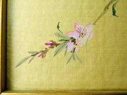 Chinese Floral Watercolor, Framed, Signed