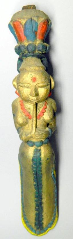 Hand Carved and Painted Indian Wall Hanging Figure