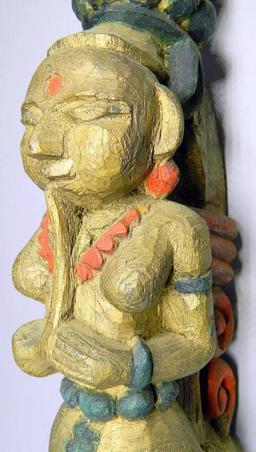 Hand Carved and Painted Indian Wall Hanging Figure