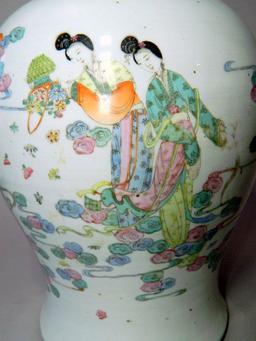 Chinese Famille Verte Porcelain Baluster Vase and Cover