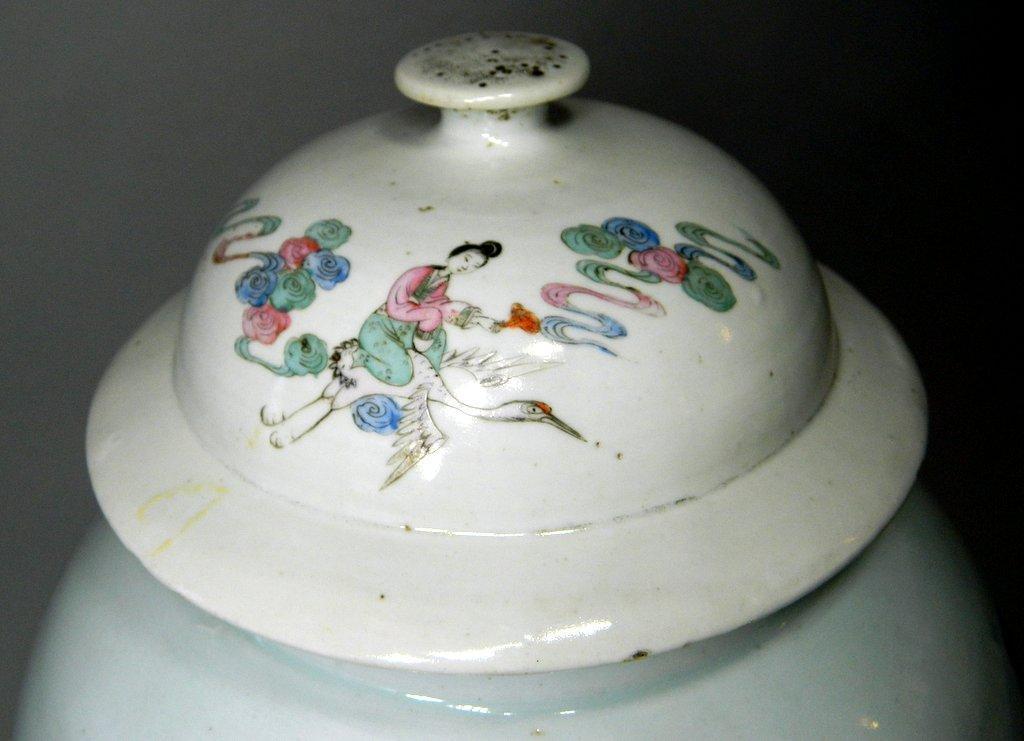 Chinese Famille Verte Porcelain Baluster Vase and Cover