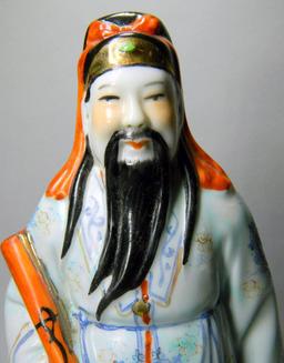 Three Chinese Fu Lu Shou Porcelain Figures