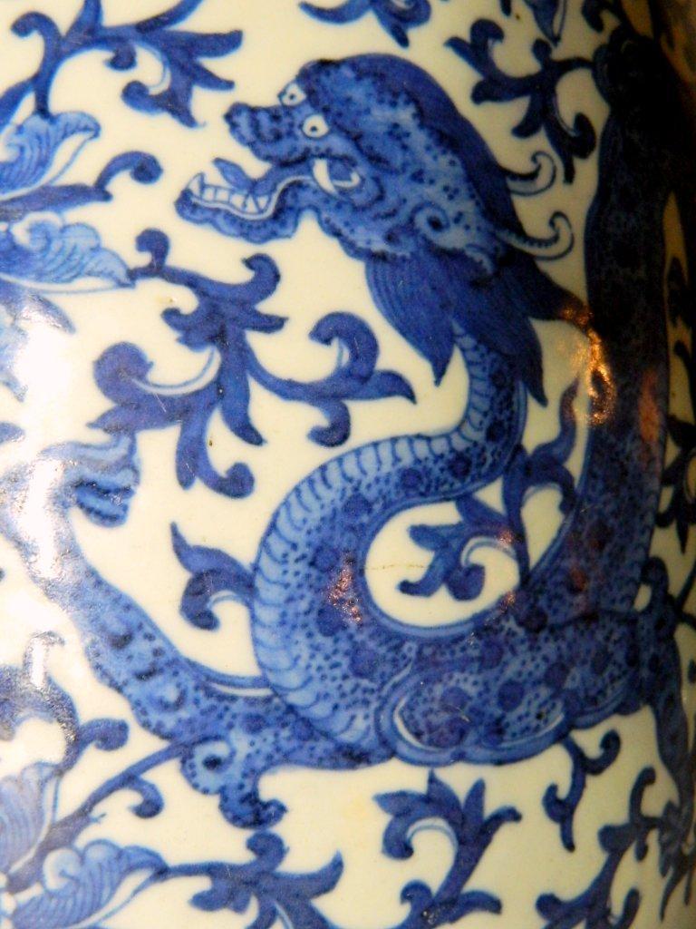 Two Blue and White Porcelain Decor with Dragon Motif