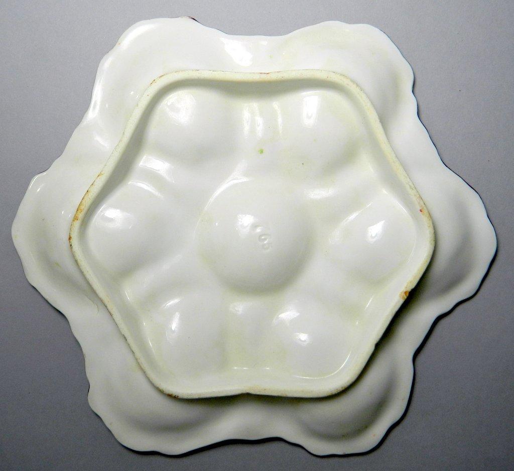 Oyster Plate Painted with Marine Life and Shore, Porcelain, Marked 765