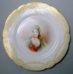 Pair of Limoges LR&L Decorative Plates with Ladies Portraits