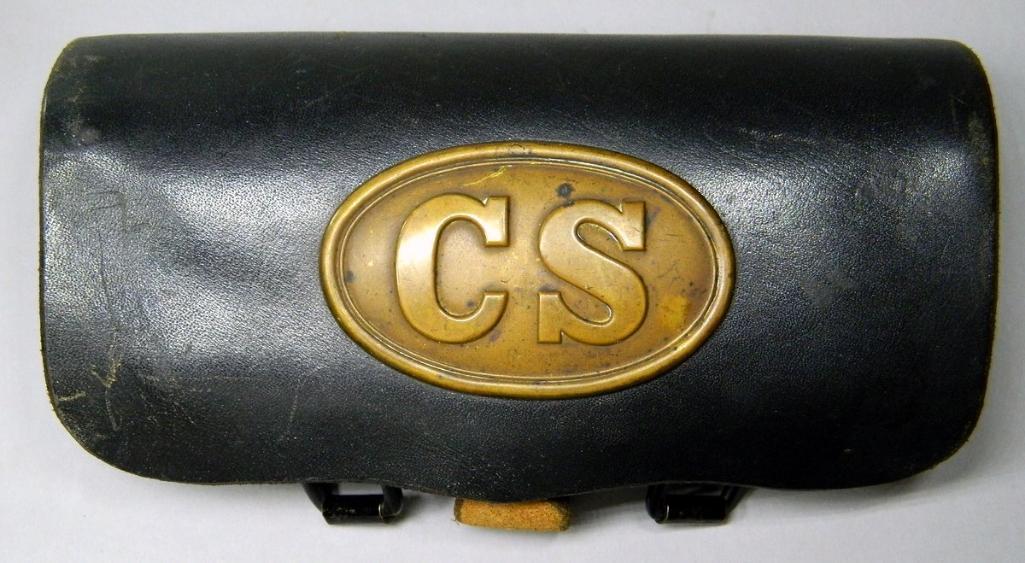 Confederate States Civil War CS Leather Cartridge Box
