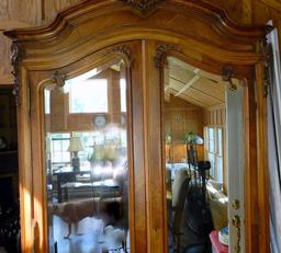 French Rococo Mirrored Armoire