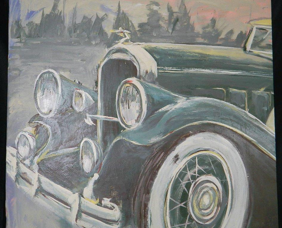 Grand Original O/C Painting of Packard Automobile