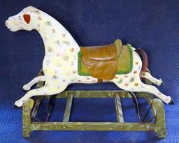 Child's Antique Rocking Horse on Wooden Frame