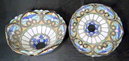 Pair of Stained/Slag Glass Tiffany-style Lamp Shades