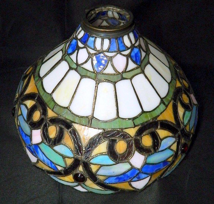 Pair of Stained/Slag Glass Tiffany-style Lamp Shades