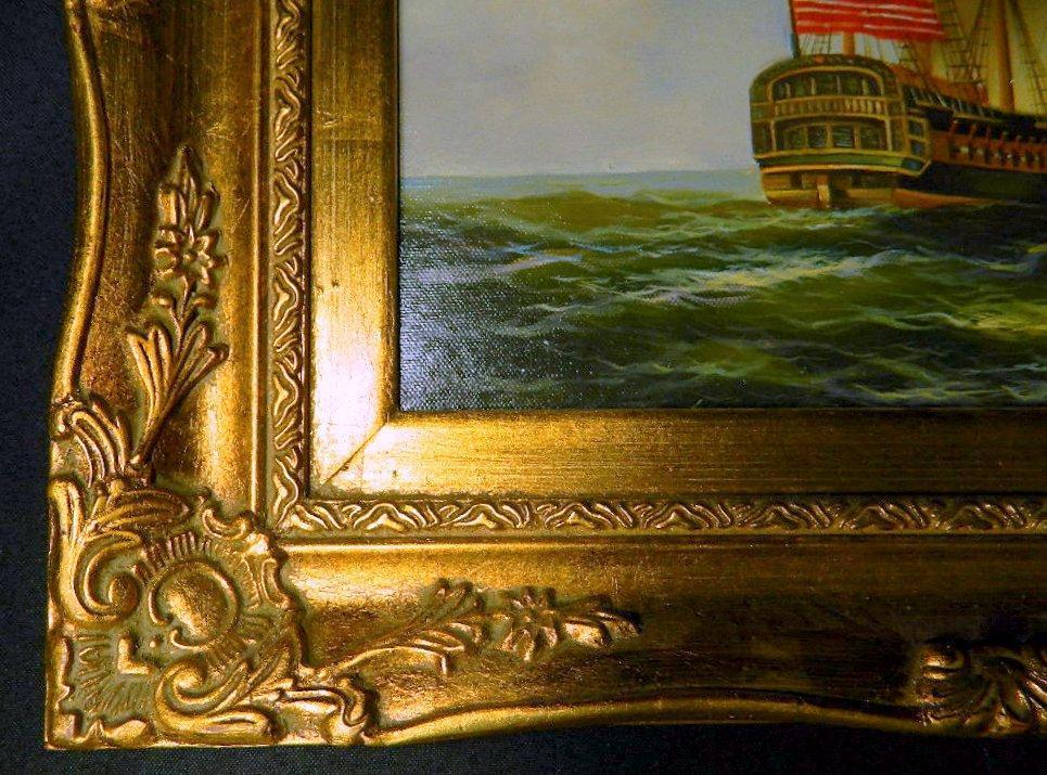 Pair Contemporary O/C Nautical Paintings Including One by F. Harvey