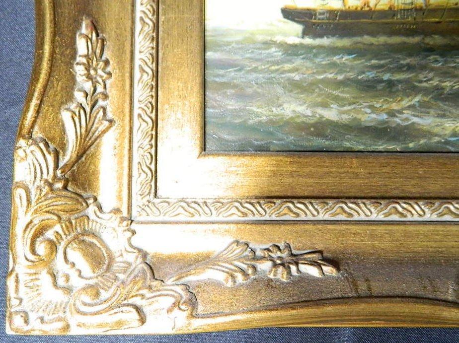 Pair Contemporary O/C Nautical Paintings Including One by F. Harvey