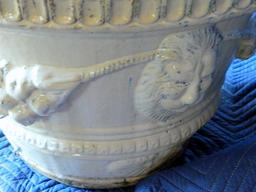 Pair of Lion Faces Garden Urns