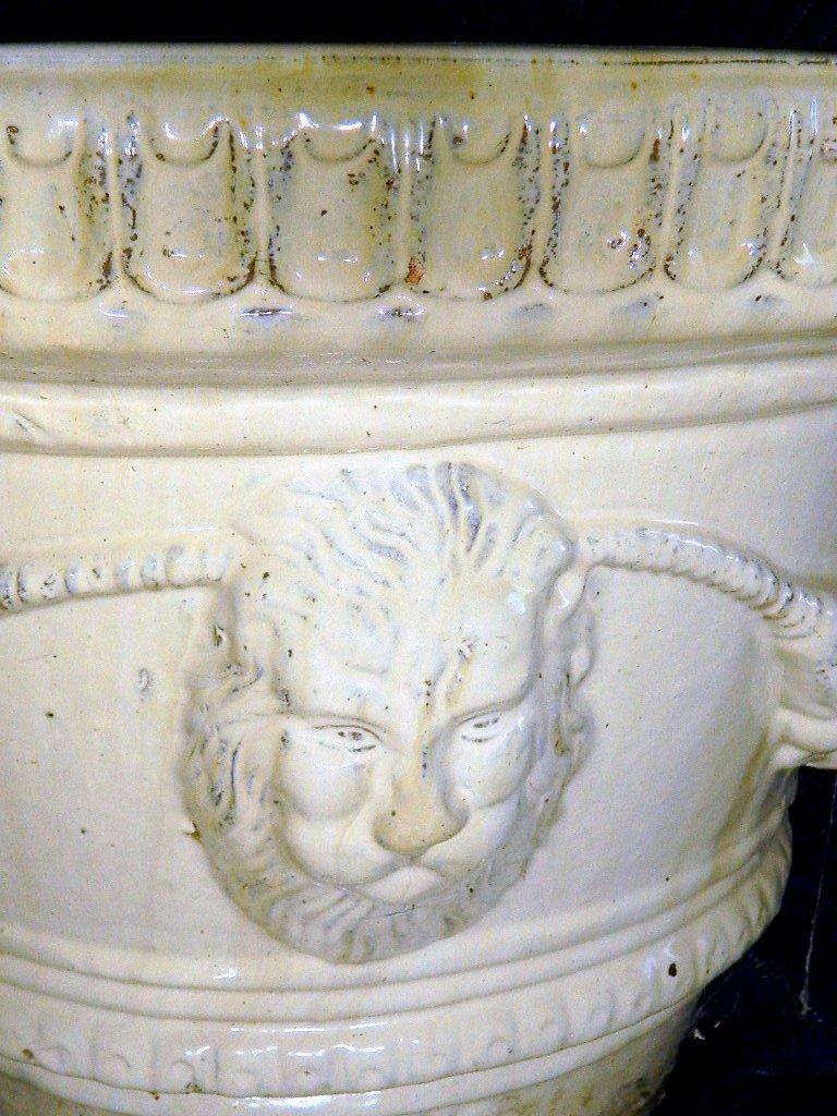 Pair of Lion Faces Garden Urns