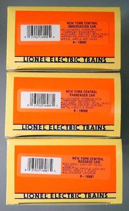 Lionel Electric Trains New York Central Observation, Passenger, and Baggage Cars