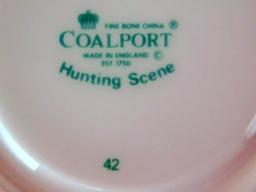 Coalport Fox & Hounds Hunting Scene Cup Saucers, Eight