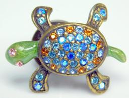 Grouping of Two Jay Strongwater Swarovski Crystal Turtle Pins