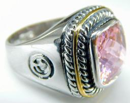 Ladies Large Pink Stone Costume Jewelry Ring