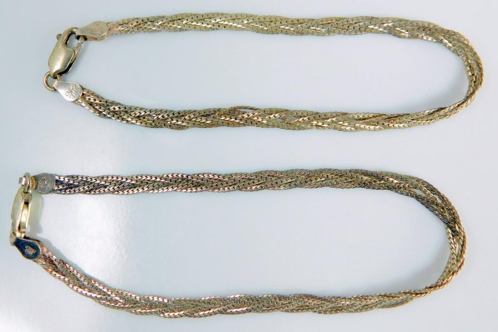 Three Necklaces and Two Bracelets, 925, Made in Italy