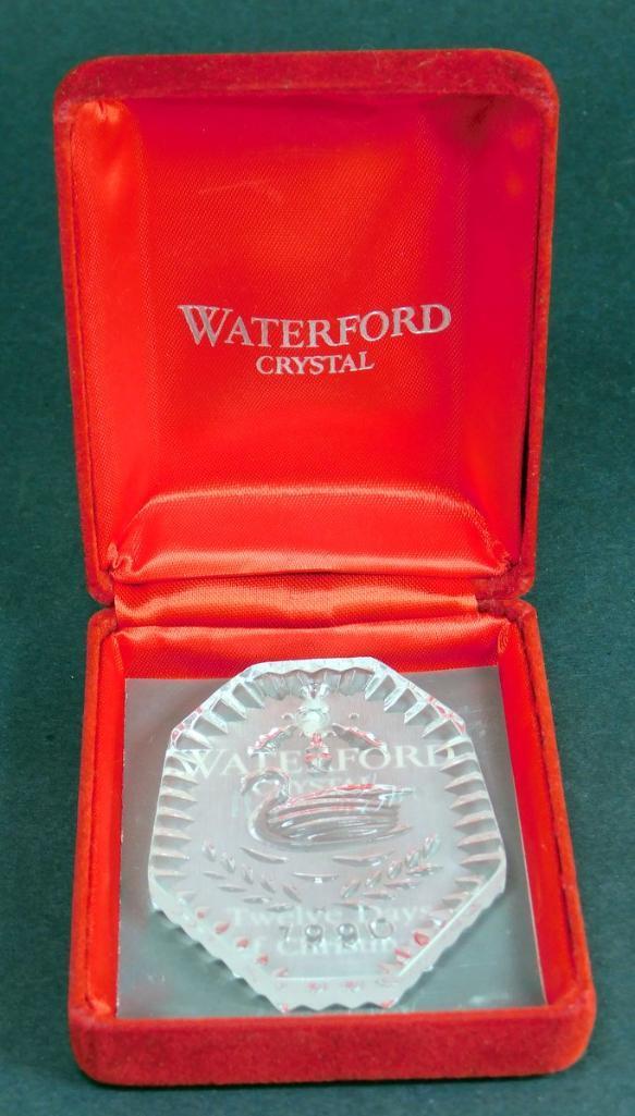 1990 Waterford Crystal 12 Days Of Christmas Boxed Ornament, Swans Swimming