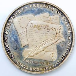 1990 Freedom of Communications Worldwide Commemorative Coin, .999 Silver