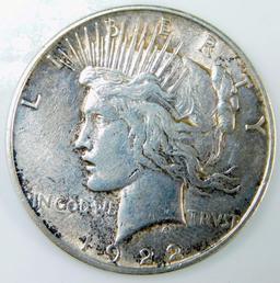 1922 Peace Silver Dollar and 1934 $5 Silver Certificate
