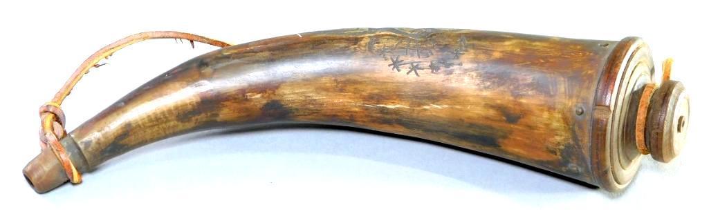 Powder Horn with Hand-carved Eagle, Liberty, 1787