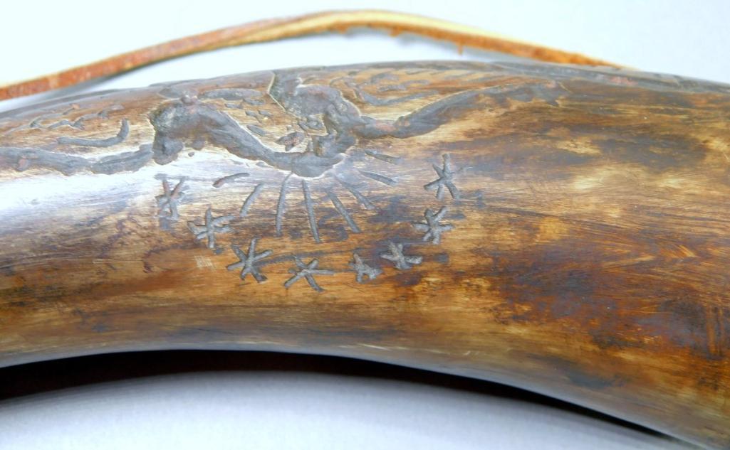 Powder Horn with Hand-carved Eagle, Liberty, 1787