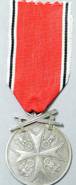 German WWII Silver Order Of The Eagle Merit Medal with Swords