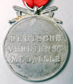 German WWII Silver Order Of The Eagle Merit Medal with Swords