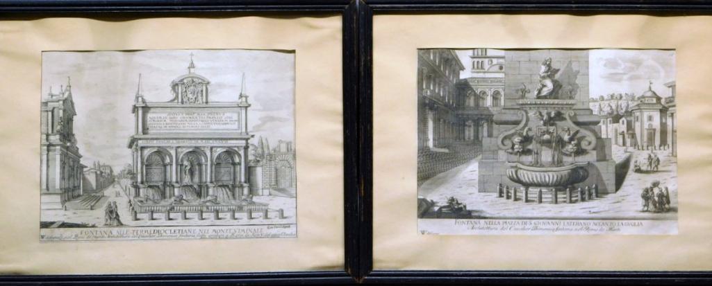 Pair of Italian Fountains Framed Art Prints