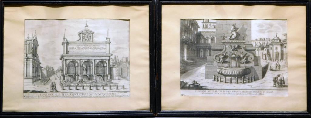 Pair of Italian Fountains Framed Art Prints