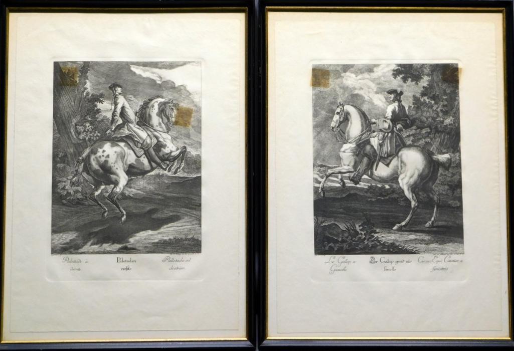 Grouping of Two Johann Elias Ridinger Horse with Rider Prints