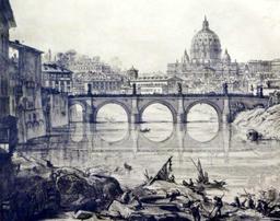 Giovanni Battista Piranesi, Veduta del Ponte e Castello Sant' Angelo, Print