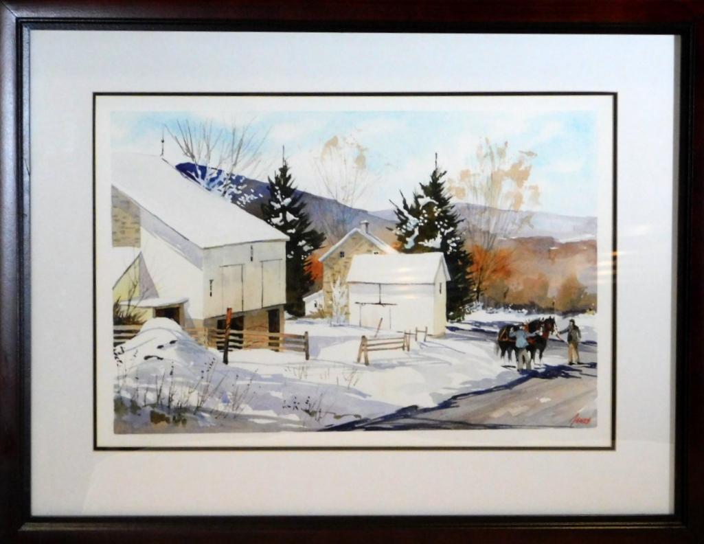 John James Watercolor, "Behind Big Pocono"