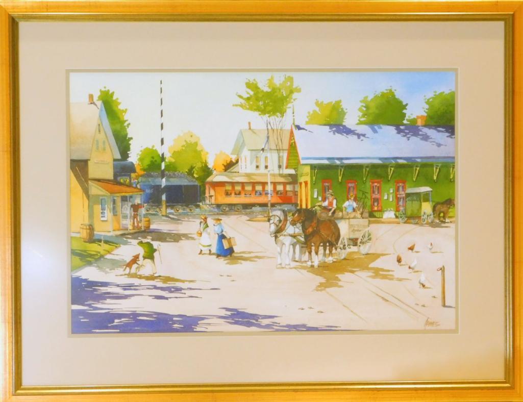 John James, Watercolor, Cresco Train Station