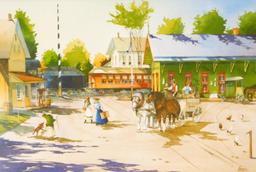 John James, Watercolor, Cresco Train Station