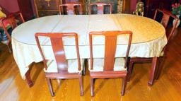 Wooden Dining Table and Chairs, with Custom Glass Panels