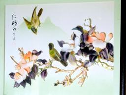 Chinese Bird Art Painting with Mother of Pearl