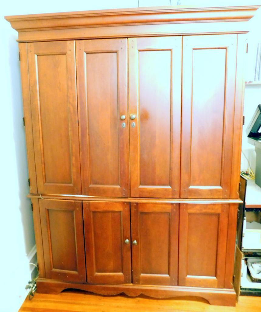 Modern Wooden Armoire with Bi-fold Doors