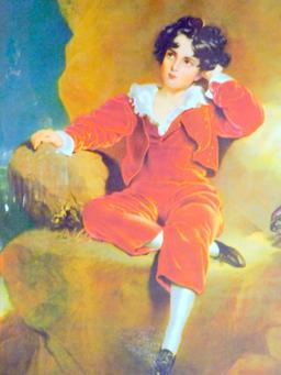 Young Boy in Red Velvet, Print in Wooden Frame