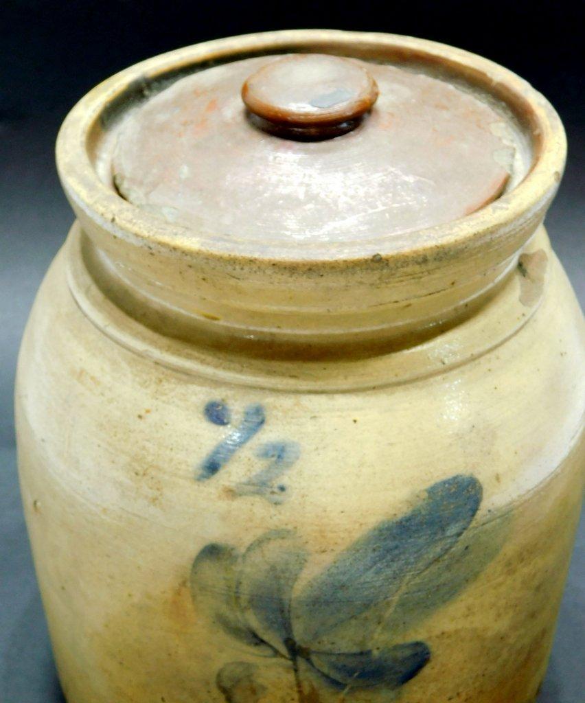 Antique 1/2 Gallon Stoneware Jar with Cobalt Decoration