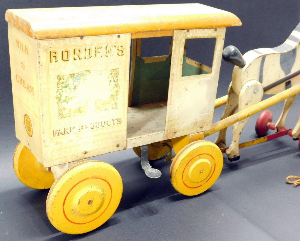 Borden's Farm Products Horse-drawn Milk and Cream Delivery Truck Pull Toy